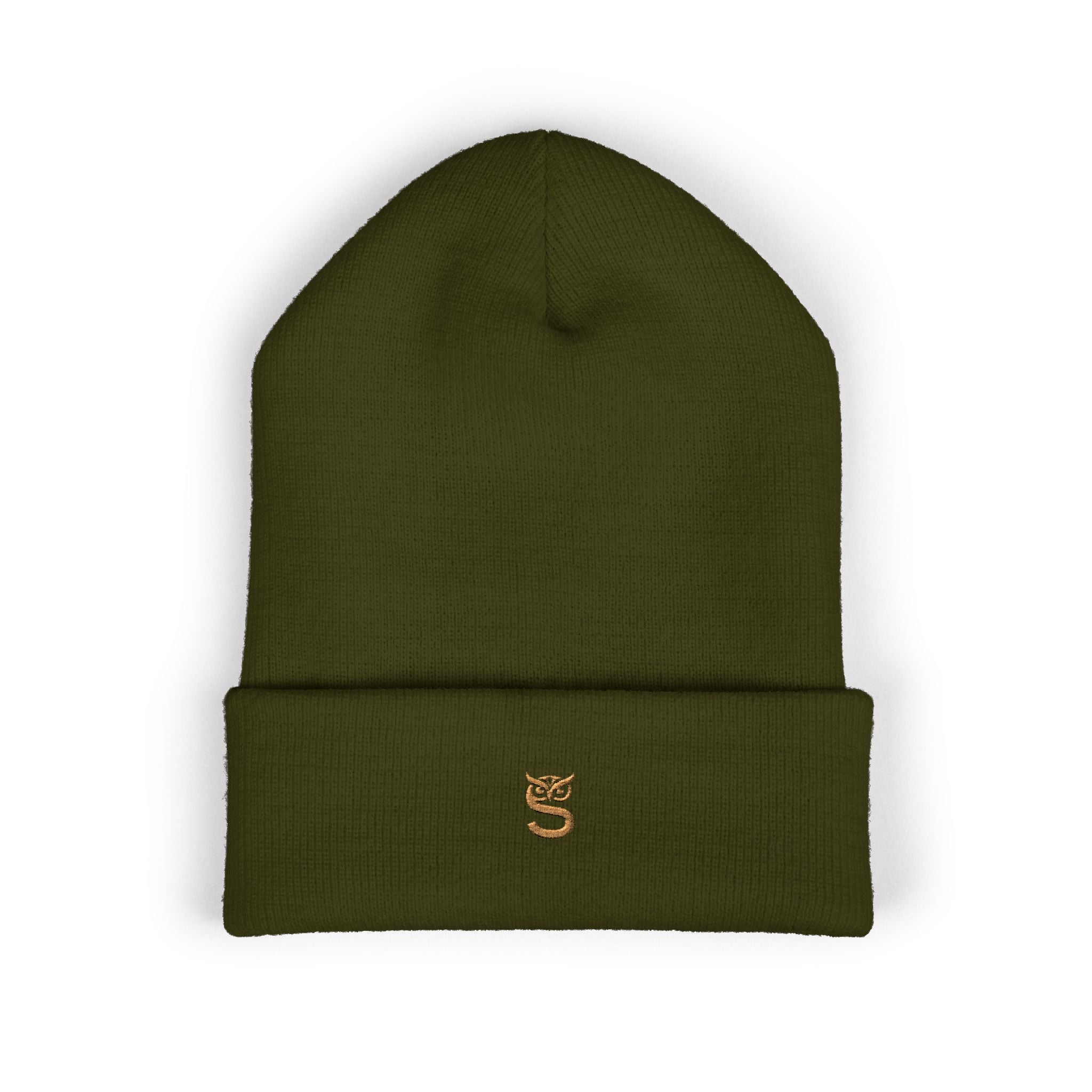 Embroidered 'S' Classic Cuffed Beanie — Minimal Monogram Knit Hat