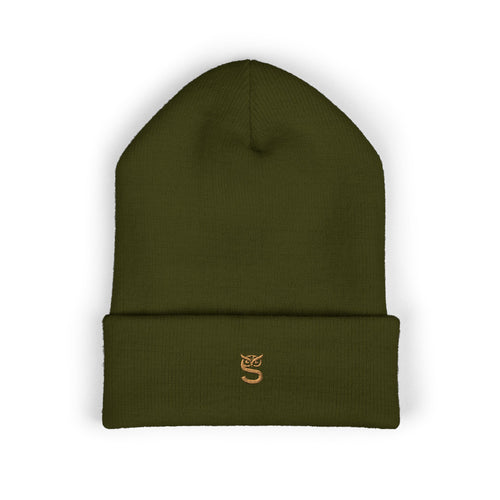 Embroidered 'S' Classic Cuffed Beanie — Minimal Monogram Knit Hat