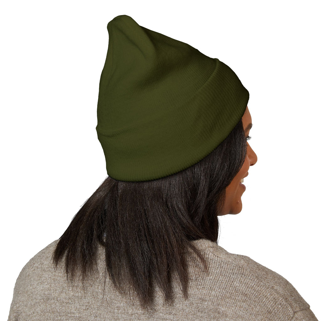 Embroidered 'S' Classic Cuffed Beanie — Minimal Monogram Knit Hat