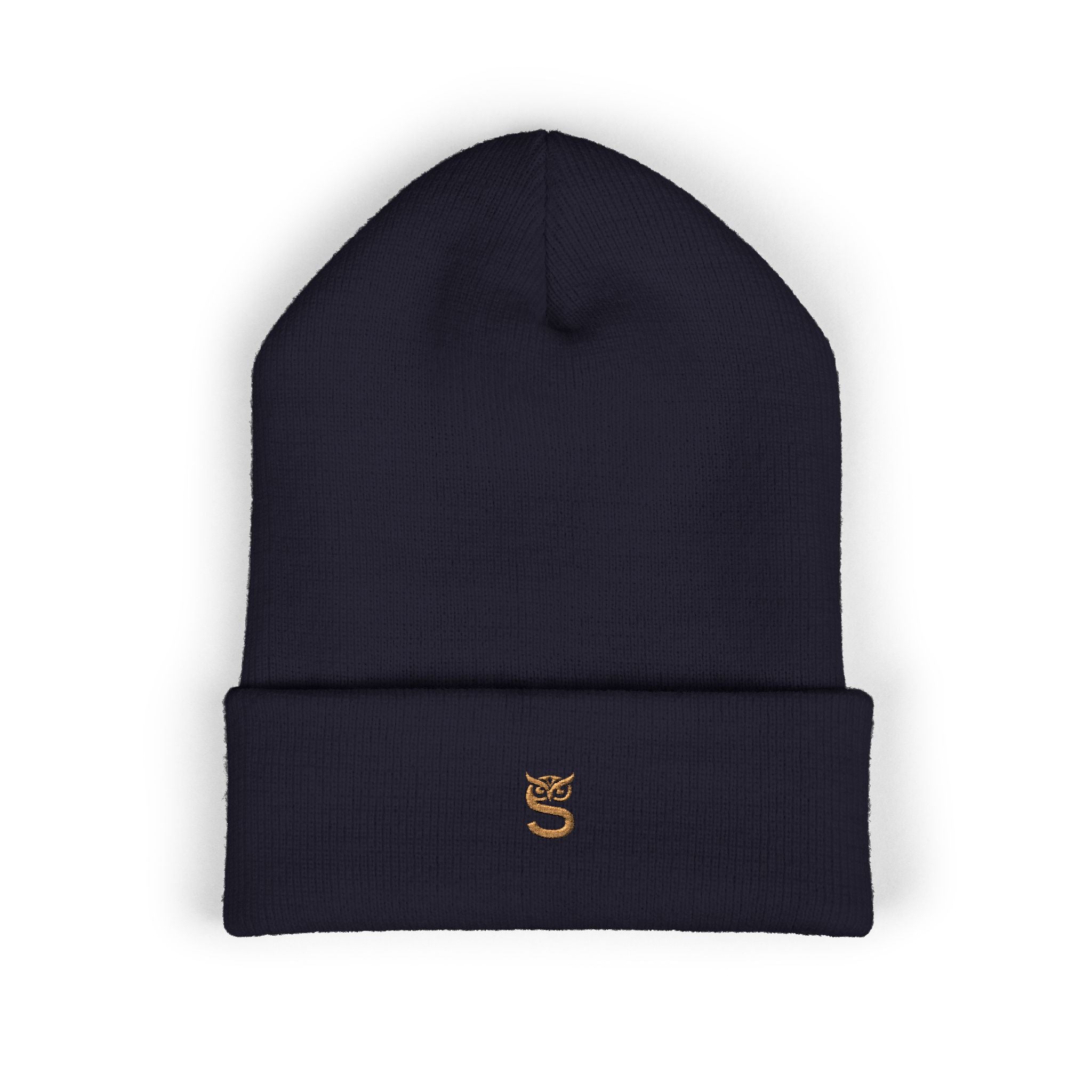 Embroidered 'S' Classic Cuffed Beanie — Minimal Monogram Knit Hat