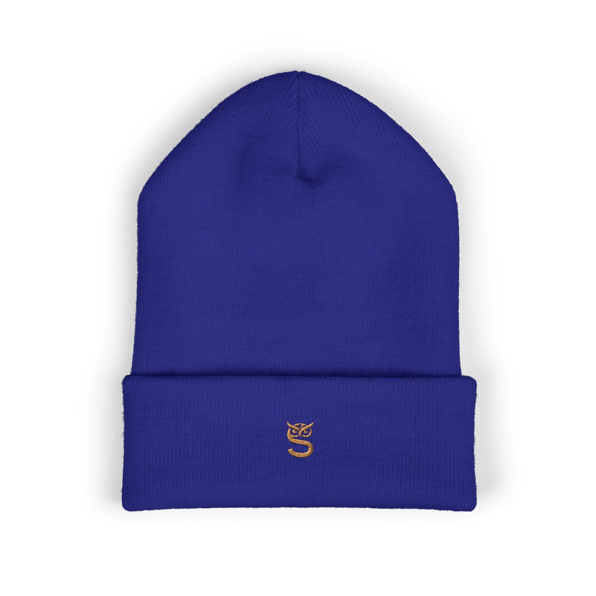 Embroidered 'S' Classic Cuffed Beanie — Minimal Monogram Knit Hat