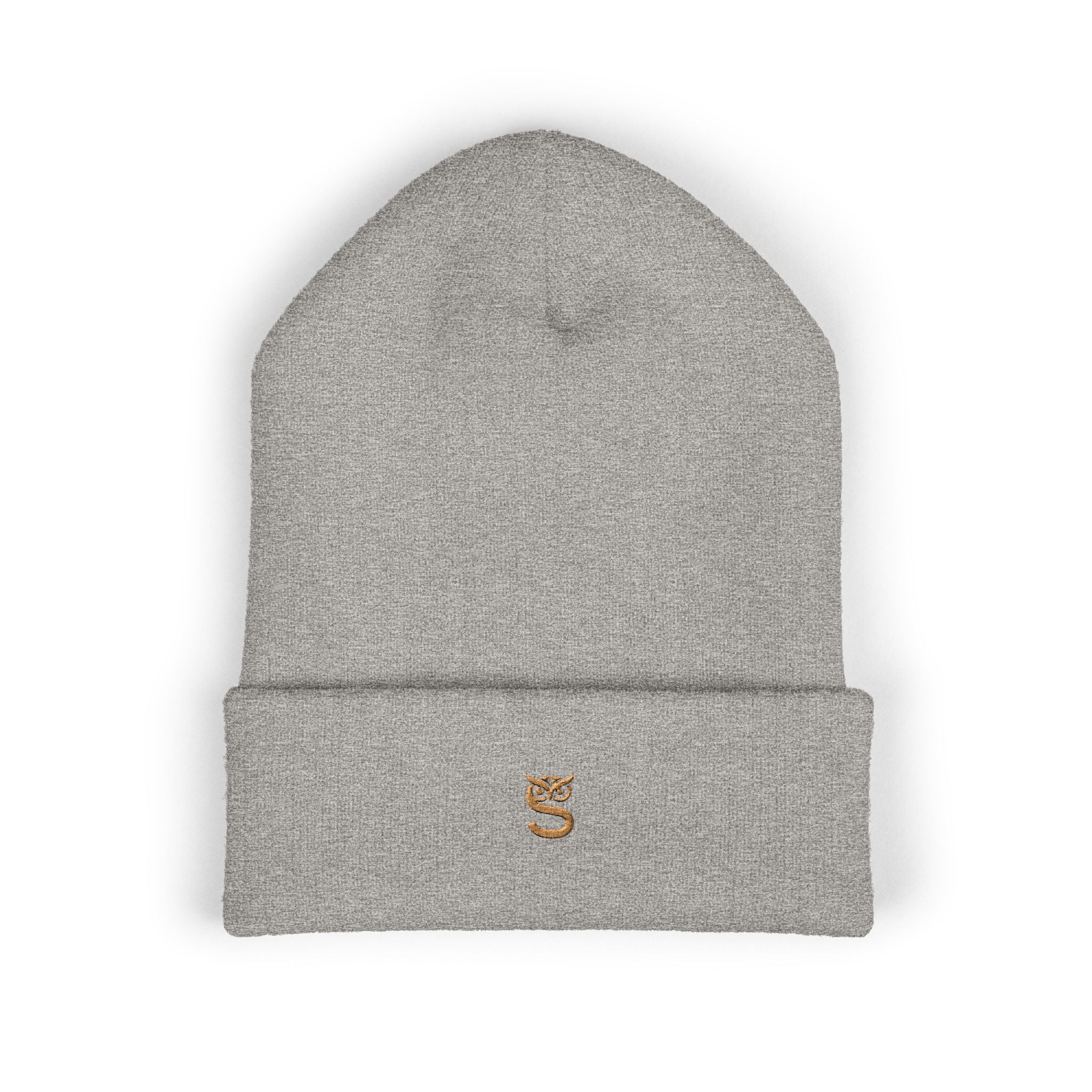 Embroidered 'S' Classic Cuffed Beanie — Minimal Monogram Knit Hat