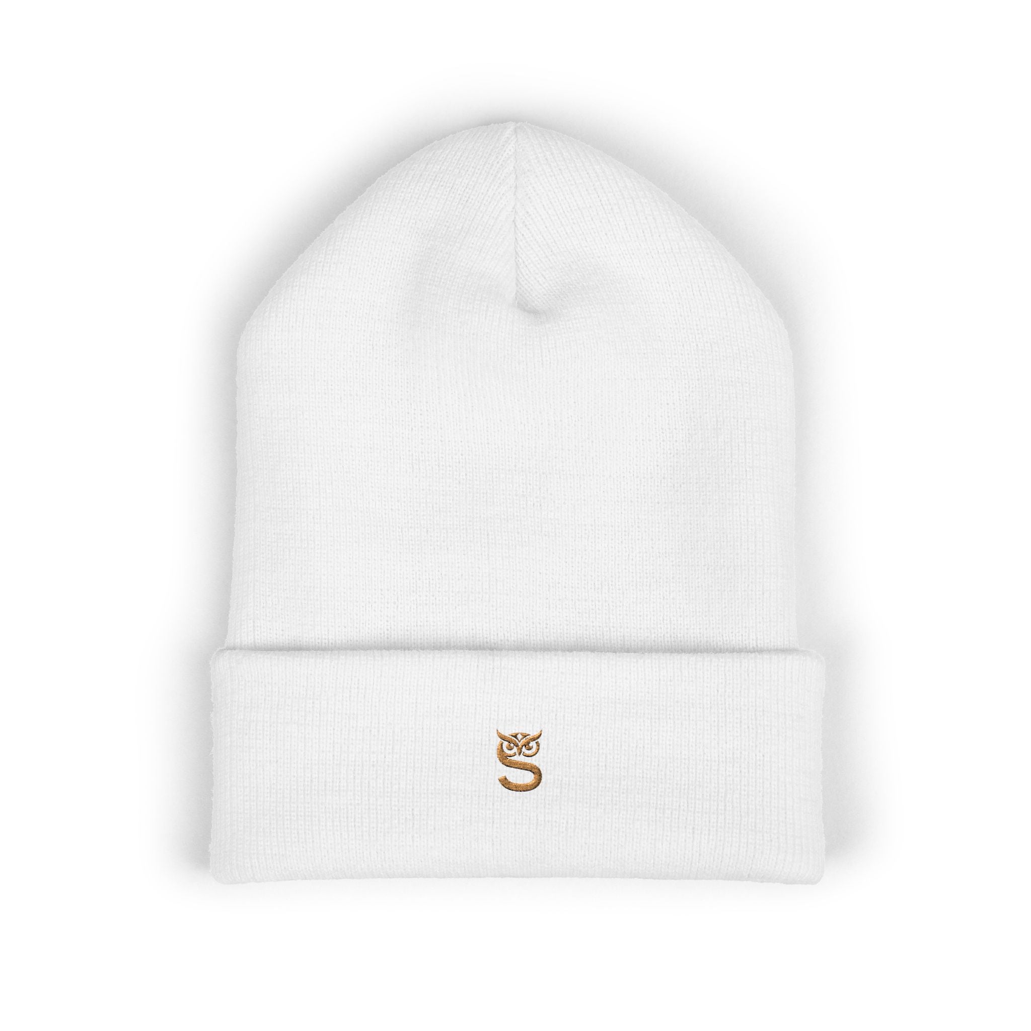 Embroidered 'S' Classic Cuffed Beanie — Minimal Monogram Knit Hat