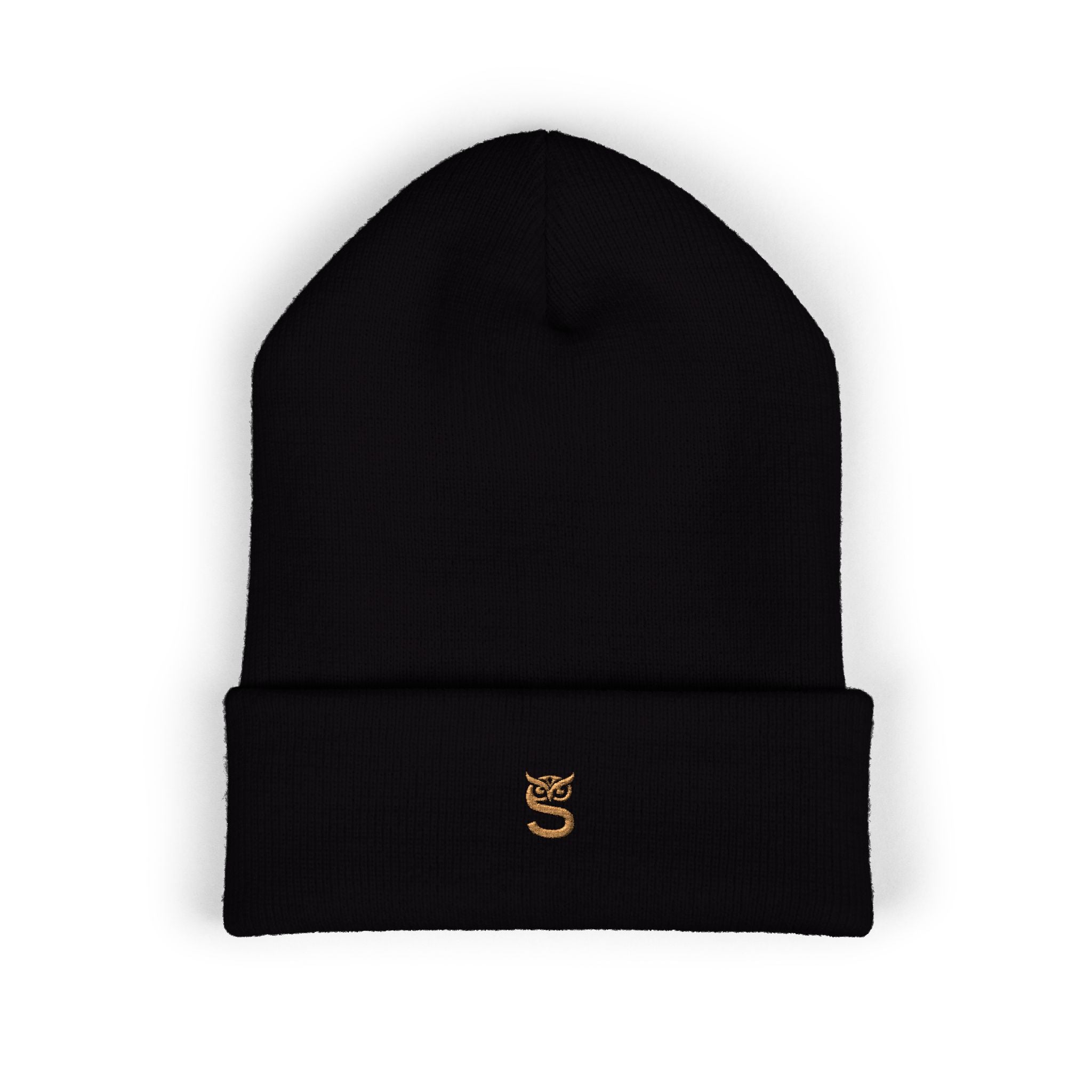 Embroidered 'S' Classic Cuffed Beanie — Minimal Monogram Knit Hat