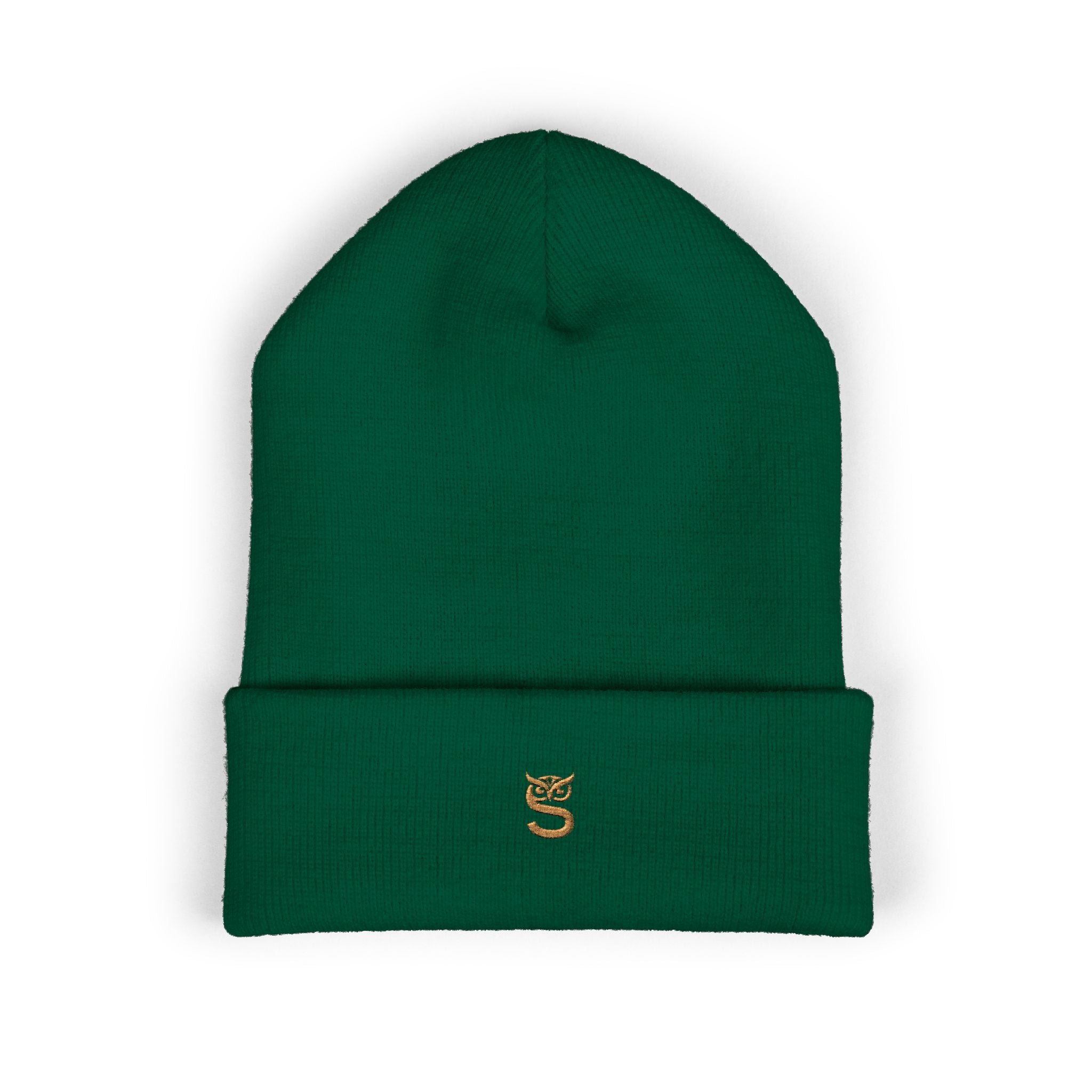 Embroidered 'S' Classic Cuffed Beanie — Minimal Monogram Knit Hat