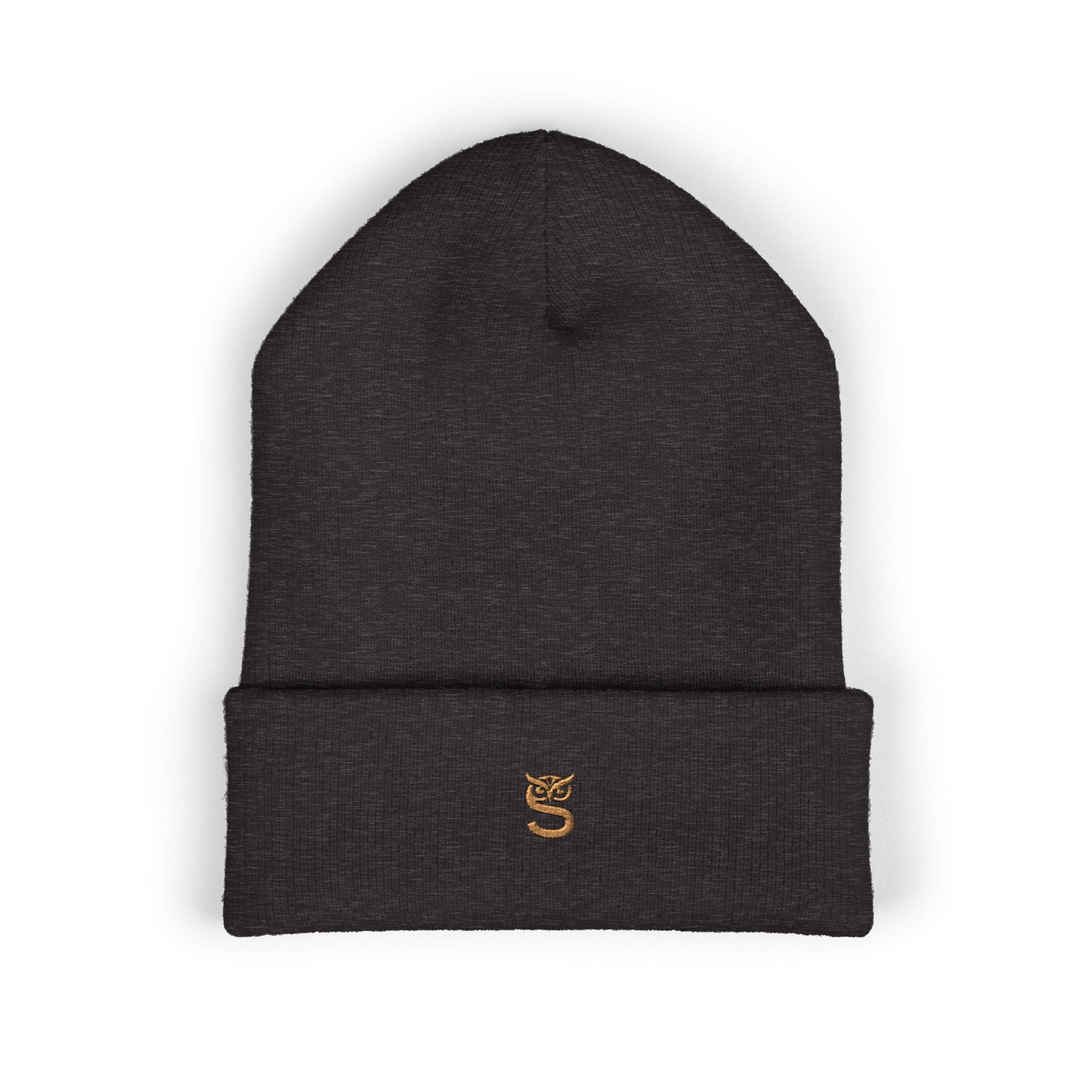 Embroidered 'S' Classic Cuffed Beanie — Minimal Monogram Knit Hat