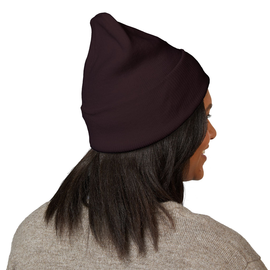 Embroidered 'S' Classic Cuffed Beanie — Minimal Monogram Knit Hat